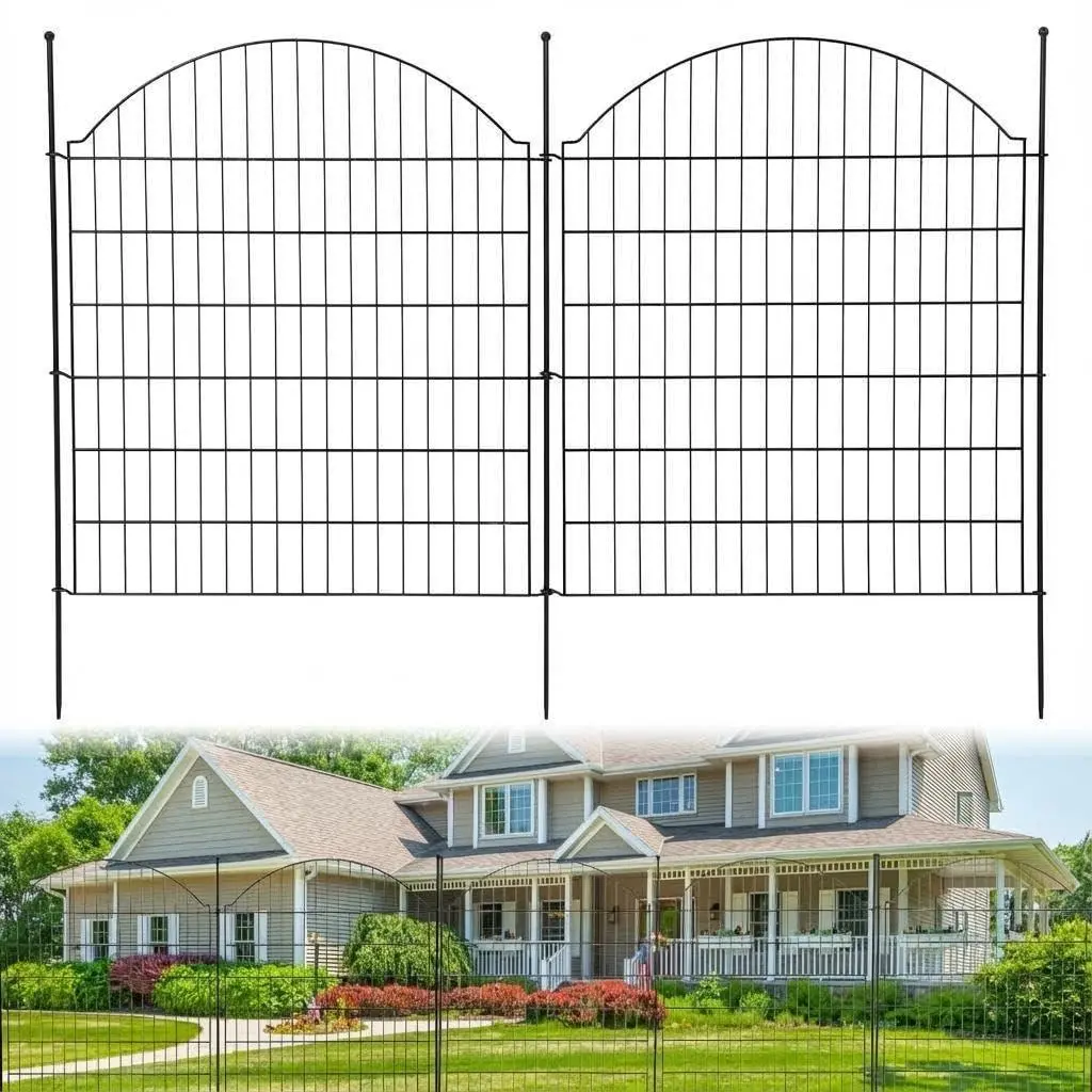 GARVEE Decorative Metal Garden Fence, 10Panel 32 in(h), No Dig Rustproof Garden Fence - Decorative Metal Animal Barrier for Dogs, Easy Install Yard & Patio Border Fencing