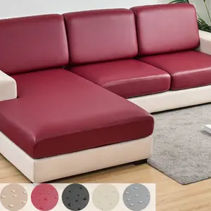 Waterproof Seat Cushion Cover, Durable Cushions for L Shaped Sofa Chaise Longue, Stretch Couch Cushion Slipcover for 1 2 3 Seat Sofa Slipcover PU Anti-Slip Kid Dog Cat Furniture Protector Sofa Cover
