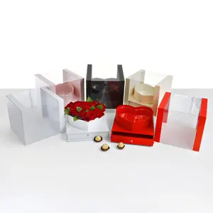 Large Square Box with Heart Insert and Surprise Drawer, 9.5"x 9.5"x 8.3", Various Colors | W735