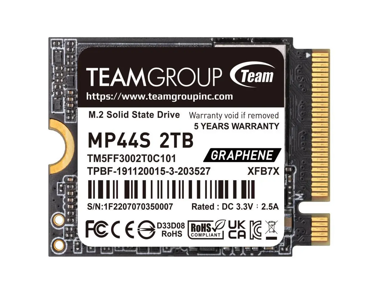 Team Group MP44 M.2 2230 2TB PCIe 4.0 x4 with NVMe Internal Solid State Drive (SSD) TM5FF3002T0C101