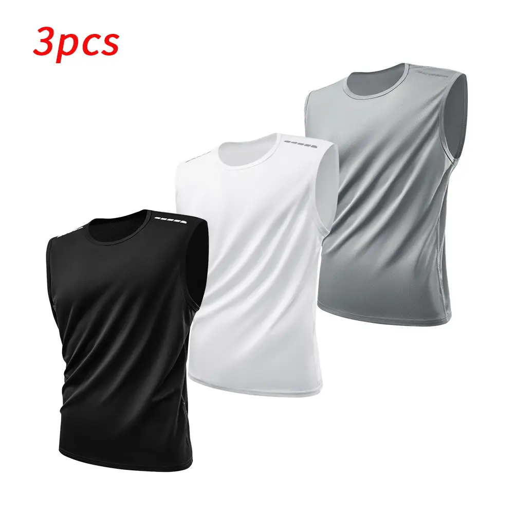 Men's 3-Pack Polyester Sporty Athletic Apparel Set - Compression Basketball Shorts, Soft Sleeveless Crew-Neck Muscle Tank Tops, Solid Colors, for Summer Workouts, Performance-Enhancing, 2XL/3XL