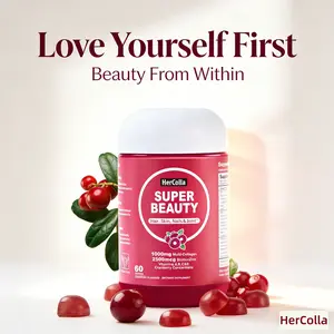 HerColla SUPER BEAUTY all-in-1 Collagen Gummy with Cranberry&Folate,1000mg Multi Collagen Complex( l, ll, lll, V, and X), Biotin&Zinc, Vitamin A,B6,B12,C,E, Thicker Hair&Nails, Radiant Skin Renewal Holistic Beauty Support for women's needs