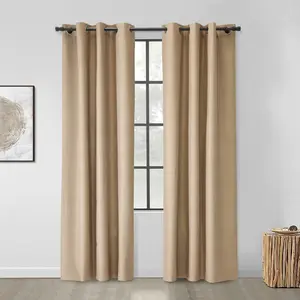 Thermaplus  36 to 72 in. Extendable Blackout Curtain Rod with Double Cap Finial - Black