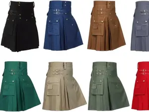 Men's Scottish Utility Kilt Cotton Cargo Pockets Skirt Highland kilt Traditional Menswear Short Casual Clothing