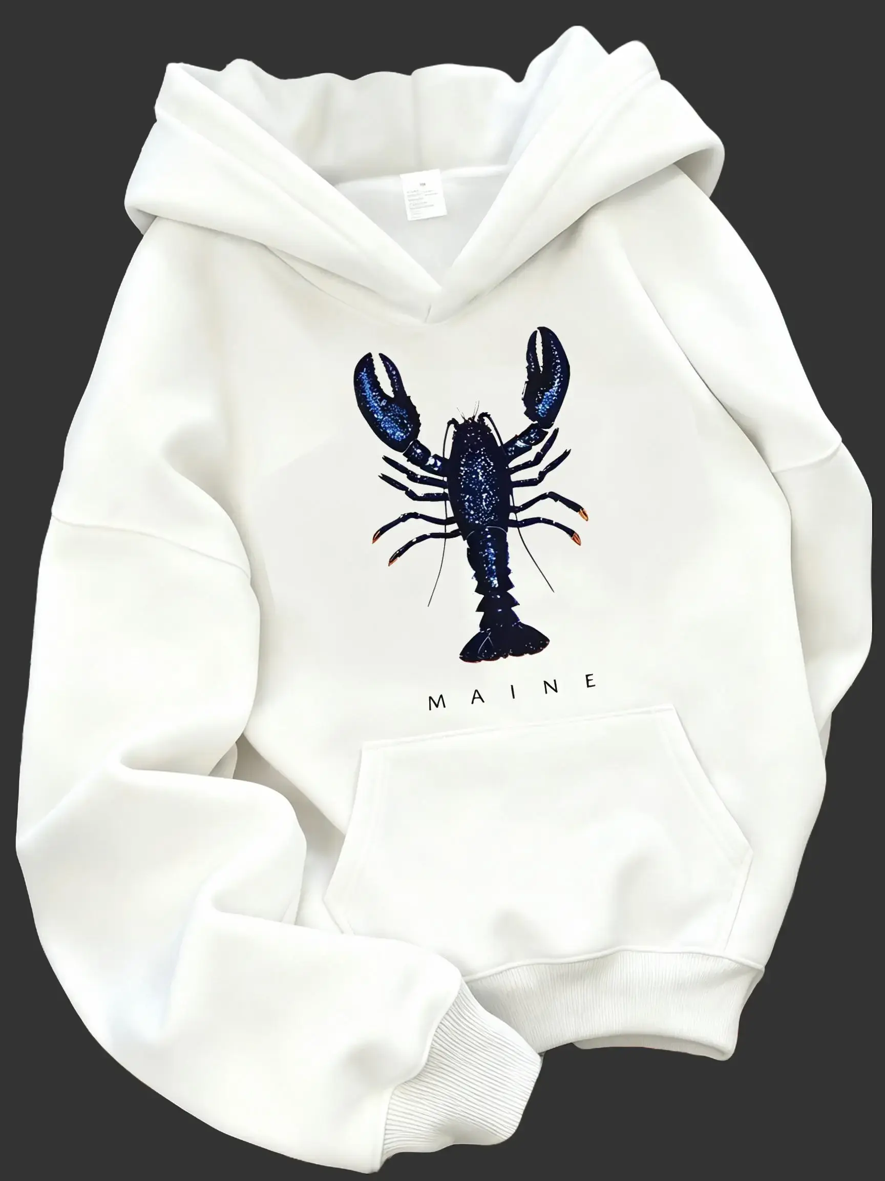 [Lobster Print Hoodie] Unisex Fashionable Lobster Print Hooded Sweatshirt for Daily Casual Wear