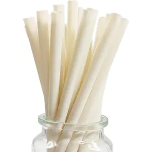 12mm   Smoothie Straw for Slushie, 200 Pack Biodegradable   Based  Fiber Straws Disposable Boba Bubble  Straws with End
