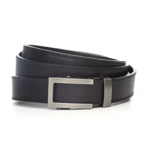 1.25" Black Buffalo Veg. Tanned Leather Strap w/Traditional Buckle in Gunmetal