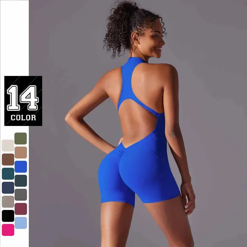 Sports Jumpsuit Sleeveless Gym Short Set Women Yoga Clothes Fitness Workout One-piece Suit Outdoor Casual Scrunch Bodysuits