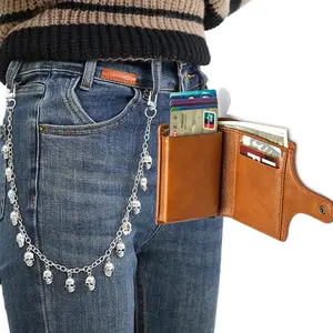 Anti-theft brush wallet multifunctional buckle women's wallet PU two-fold metal men's wallet card bag wallet