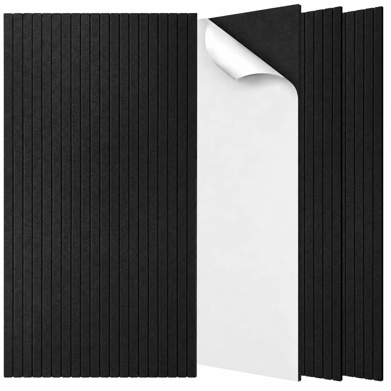 BaseNoir 10/20PCS Black Acoustic Wall Panels 2x4 FT Self-Adhesive Sound Absorbing Panels Reduce Echo Improve Room Acoustics Easy DIY Installation
