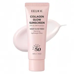 No Cast Just Glow Collagen Sunscreen | SPF 50 Broad Spectrum Face Sunscreen | Lightweight, Non-Sticky, Hydrating Formula | No White Cast or Residue | Peptide, Cica for Soothing & Natural Glow