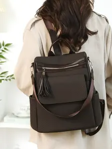 New Fashion Casual Backpack, Anti-Theft Women's Bag, Large Capacity PU Leather, Vintage Simple Style, Multi-Use Shoulder Bag