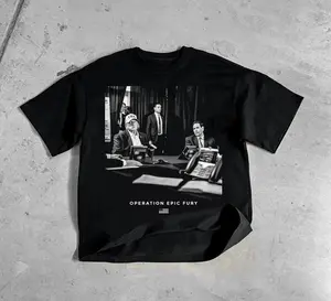 Operation Epic Fury Shirt, Fictional Military Style Eagle Emblem Tee, Patriotic Lightning Graphic Shirt