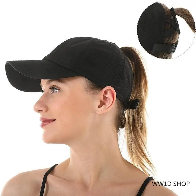 Criss Cross Ponytail Hat for Women, Adjustable Quick Drying Baseball Cap for High Messy Buns & Outdoor Sports, Quick Drying Hat, Cool Hat, Adjustable Fit Hat Black Cap Sport Style Hat