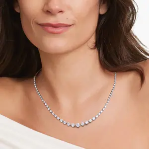 14K Gold Plated Tennis Necklace | Adjustable 16–18 Inch Dainty CZ Chain | Perfect Christmas Gift & Black Friday Deal