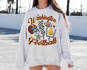 Retro Washington Football Crewneck Vintage Style Washington Sweatshirt Commander Sweater Washington Fans Gift Washington T-shirt