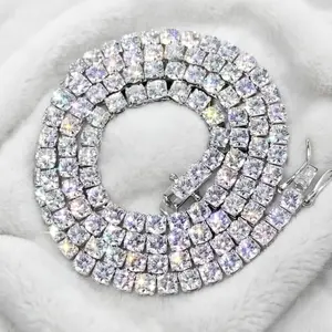 3/4/5mm Hip Hop Moissanite Tennis Necklace Ice Out VVS1 Diamond Chain Bling Bling Sparkling Jewelry Iced Out Chain Luxury Gift for Men Women Streetwear Jewelry