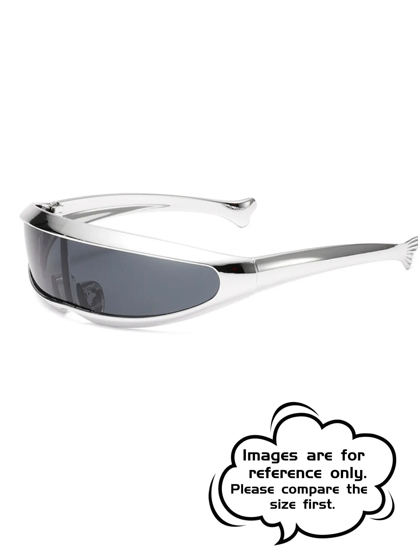 [1pay]Future-Ready Metallic Narrow-Frame Trendy Contemporary Aesthetic Sunglasses Decorative Lenses | Bold Y2K Contemporary Styles Shades Metallic Finish Futuristic Sunglasses (Size runs small, please check size chart before ordering)
