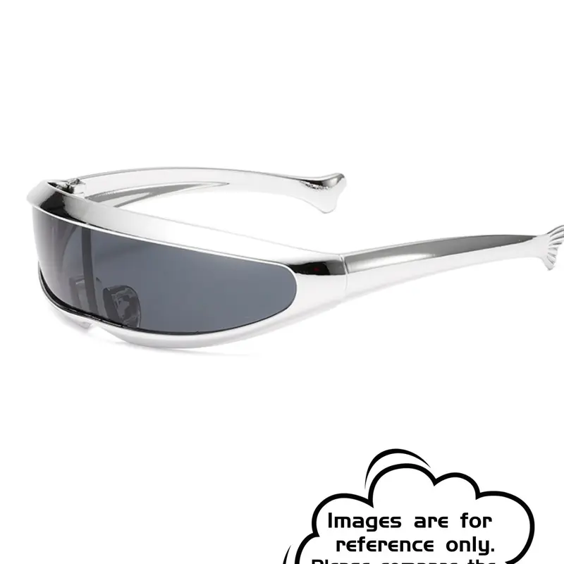 [1pay]Future-Ready Metallic Narrow-Frame Contemporary Sunglasses, Fashionable Sunglasses, Decorative Lenses, Y2K Shades Metallic Finish (Size runs small, please check size chart before ordering)