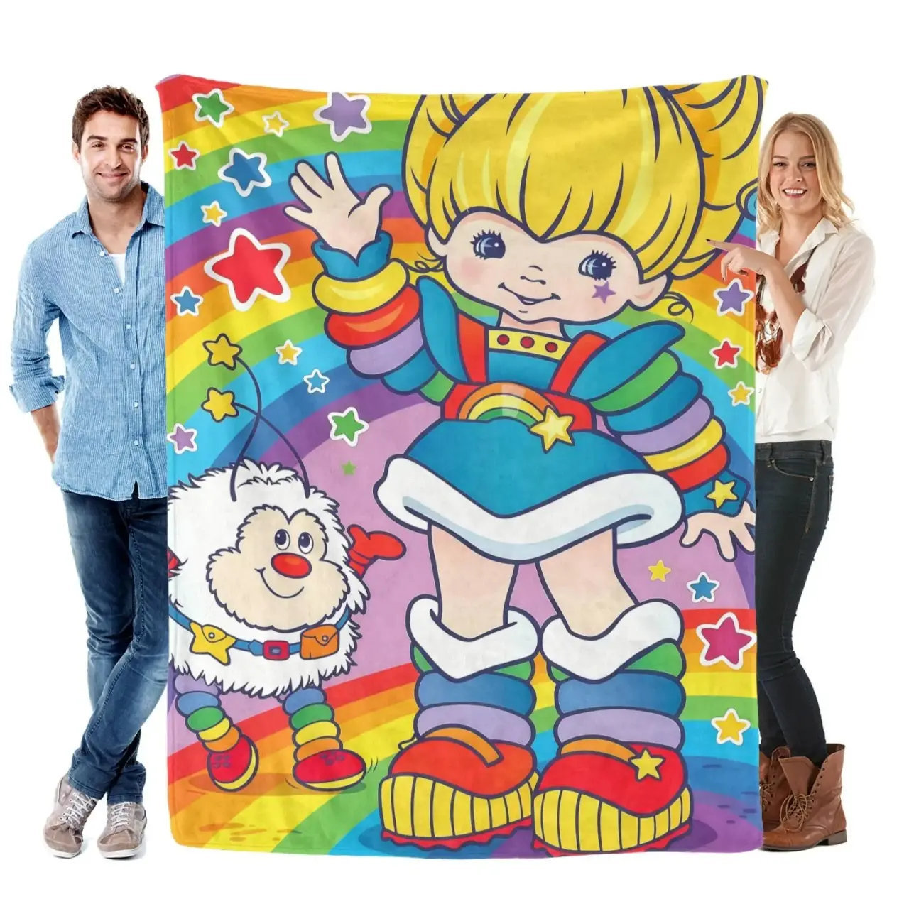 Rainbow Brite Cartoon Throw Blanket Soft Cozy Plush Flannel Fleece Bed Blanket for Kids Girls Teens Adults, Lightweight Warm Blanket for Couch Sofa Bedroom Decor, Dorm Room, Birthday Gifts, Holiday Gifts for Rainbow Brite Fans