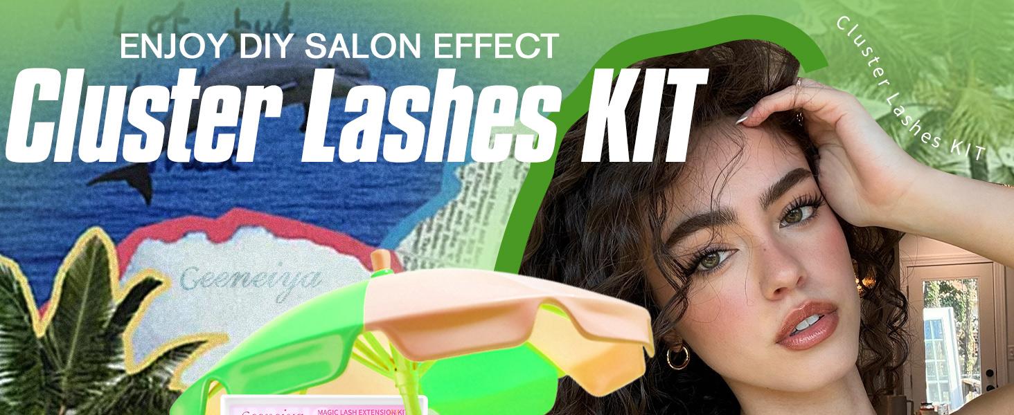 Geeneiya Lashes Waterproof DIY Lash Extension Kit, 8-18MM Wispy Lash Clusters Kit,Ultra-thin Soft Band Eyelash Extension Kit with Waterproof Lash Bond and Seal,Lash Remover,Tweezers for Girls Gift Makeup Cosmetic (Flora/ Venus/ Manga)TikTokShopBlackFriday