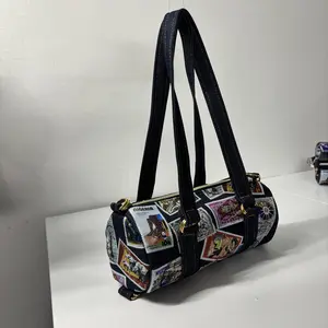 Denim Nigeria Vintage Postage Mini Duffle - Barrel Bag