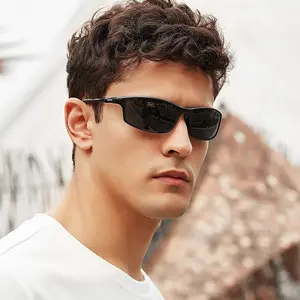 Polarized Mens Sunglasses: UV Protection Black Blue Shades for Men Sport Driving with Al-Mg Metal Frame BC2599