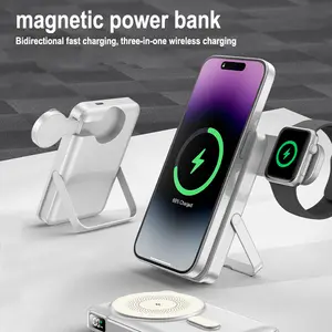 Magnetic Portable Charger, 10000mAh Power Bank, 2 in 1 Portable Charger , 20W Fast Charging for Magsafe Battery Pack Compatible with iPhone 17/16/15/14/13/12 Pro/Pro Max Series