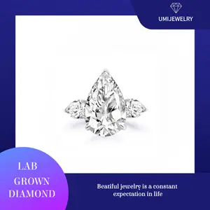 Lab  Diamond Pear Cut Ring in Platinum Gold 3CT
