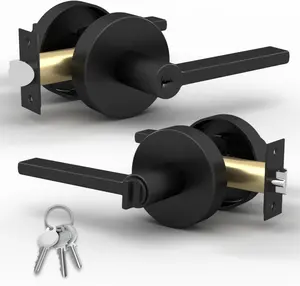 Mega Handles Ralph Collection I Lever Door Lock Handle Set for Entrance, Hallway, Closet and Bathroom