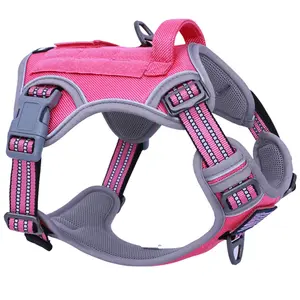 BUMBIN Tactical Dog Harness for Small Dogs No Pull, Famous TIK Tok No Pull Puppy Harness, Fit Smart Reflective Pet Walking Harness for Training, Adjustable Dog Vest Harness with Handle Pink S