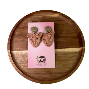 Golden Lioness Dangle Polymer Clay Earrings