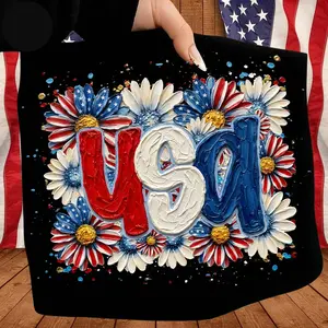 USA Daisy Colorful 4th Of July DTF Iron-On Transfer Paper - 250 American Applique for T-Shirts, Bags, Cloth - Independence Day Humorous Freedom Design, Washable Long-Lasting Sewing Trim Embellishment