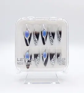 Lethal New York: Ripple in Time Press-On Nail Set | Gothic Stiletto Press-On Nails | Handmade & Reusable | Metallic 3D Nail Art