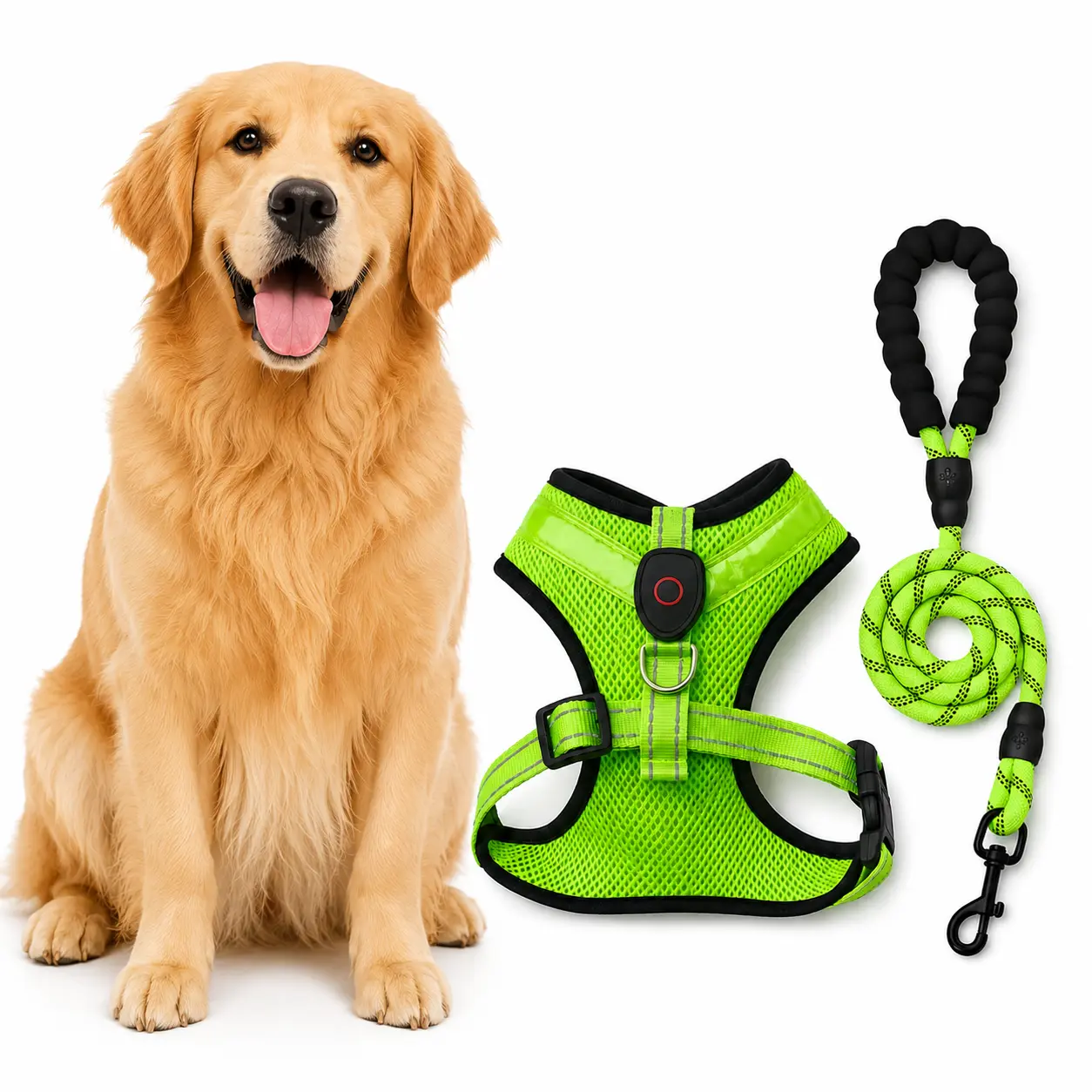 Dog Smart LED Safety Harness Set - Pet Supply with Reflective Illuminated Harness and Training Lead Accessory puppy, Breathable Mesh, Night Visibility, Set Includes