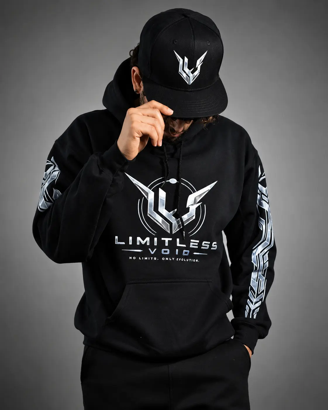 Men's Black Void Tech Hoodie Cotton Fabric