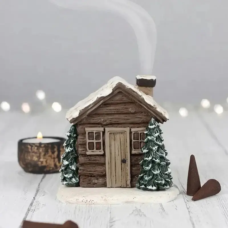 Log Cabin Incense Burner - Elegant Design for Home Use, Ideal for Candles and Incense