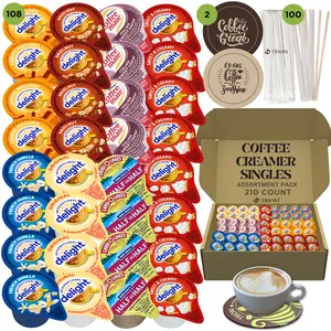 International Delight Coffee Creamer Singles Variety Pack - Sweet Cream, Italian Sweet Creme, and 5 More Flavors CoffeeCreamer Pods with Stirrers & Coasters