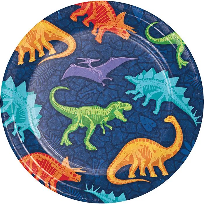 Creative Converting 359278 7 in. Dino Dig Luncheon Plate