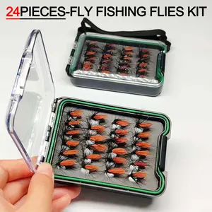 24PCS (Artificial Beetle Fly Bait)Dry Flies Trout Fishing -Hook Size #10 Fly Fishing Accessories Lure Set Artificial Lure Fishing Tackle