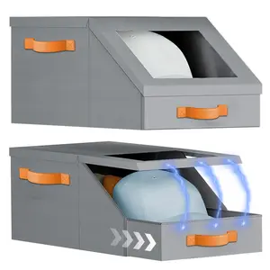 1/2/4-Pack Upgraded  Magnet Baseball Cap Organizer - Premium FauxLeather Handle - Oxford Fabric Cap Storage Box with ClearLid, Drawer & Flip Cover, Space-Saving for Closets,Breathable Material & Sturdy Structure