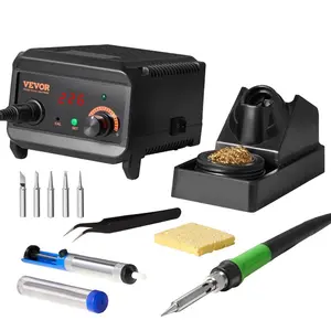VEVOR Soldering Iron Station, 80W Digital Display Soldering Station Kit with 2 Helping Hands, 5 Soldering Tips, 30g Solder Wire, Solder Sucker, Tweezer, Auto Standby Sleep Mode, C/F Conversion