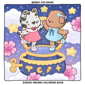 Berrie Coloring Zodiac Dreams: Cute and Cozy Coloring Book for Adults & Teens Featuring Adorable Animal Characters and Dreamy Scenes
