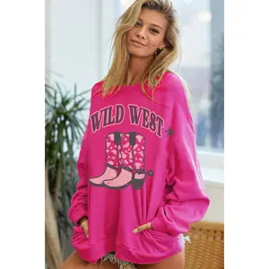 JERSEY KNIT PULL OVER WITH WILD WEST WESTERN BOOTS GRAPHIC