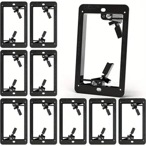 10 Pack Low Voltage Box Single Gang Wall Plate, Flush Low Voltage Mounting Bracket for Network, HDMI, Coaxial, Speaker, Telephone Cables, Black
