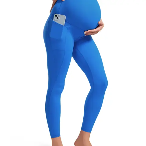CRZ YOGA Womens Butterluxe Maternity Leggings with Pockets over the Belly 25" - Workout Active Yoga Pregnancy Pants Soft