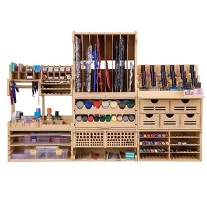 Wooden Model Kit Tool Organizer Storage Rack, Paint Rack Organizer with MDF Material, Brush/Screwdriver Storage, Craft Supplies Storage, Suitable for Tamiya Gundam Model Tools, GK10