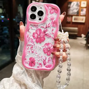 Transparent Cream Protective Case Hawaiian Flower iPhone 17 Pro Max/17 Pro/17/16 Pro Max/16/16 Pro/15/14/13/12 Pro, Anti-Drop, Shockproof, Full Coverage, Women's Phone Case