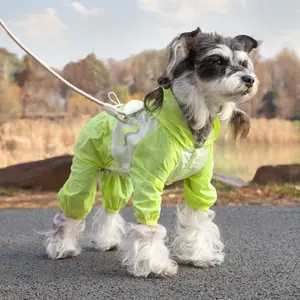 Small Dog Outdoor Four-Legged Dustproof Jumpsuit, Pet Anti-Dirt Coat with D-Ring Leash, Adjustable Waist, Lightweight Breathable Spring Summer