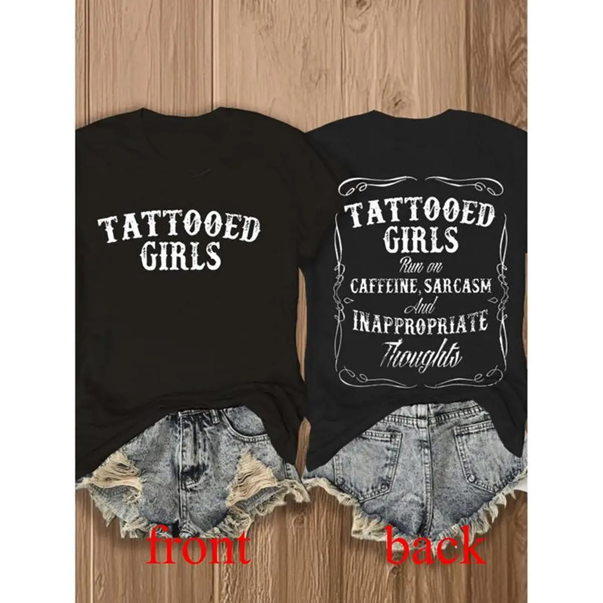 Men's Relaxed Fit Casual Menswear Streetwear Graphic T-Shirt - Tattooed Sarcasm & Inappropriate Thoughts Vibe, 100% Cotton, 180G/230G, Short-Sleeve/Hoodie, Soft Tee, Made in USA [CoreVarsity.us]